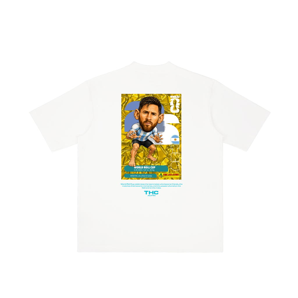 - MESSI Crumple Gold Card - Drop Shoulder T-shirt (White)