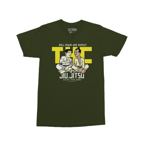 Old School Rolls - Kimura vs Gracie T-Shirt (Olive) [PRE-ORDER]